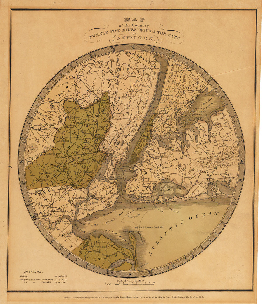 Map of the Country Twenty Five Miles Round the City of New York