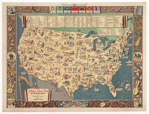 Vintage Folklore Music Map of the United States 1946 : nwcartographic.com