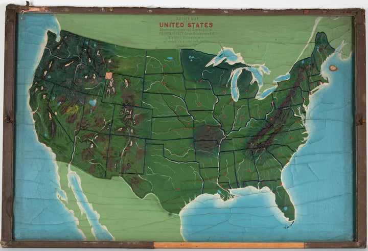 Antique Relief Map of the United States By: Levi Walter Yaggy, Date: 1887 (Published) Chicago, Dimensions: 23.5 x 35.5 inches