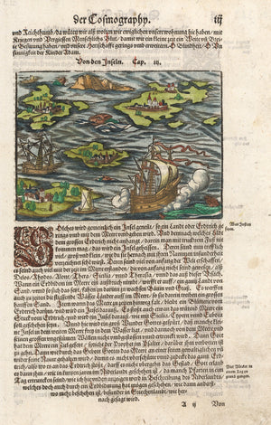 Antique Map Von den Inseln 1544 Sebastien Munster