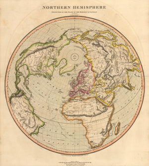 1816 Northern Hemisphere Projected on the Plane of the Horizon of London Thomson World Map