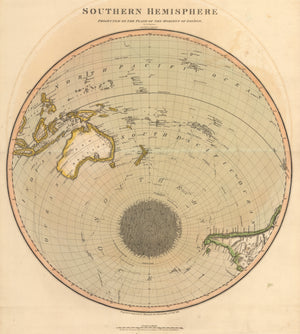 1816 Southern Hemisphere Projected on the Plane of the Horizon of London Thomson Australia World Map