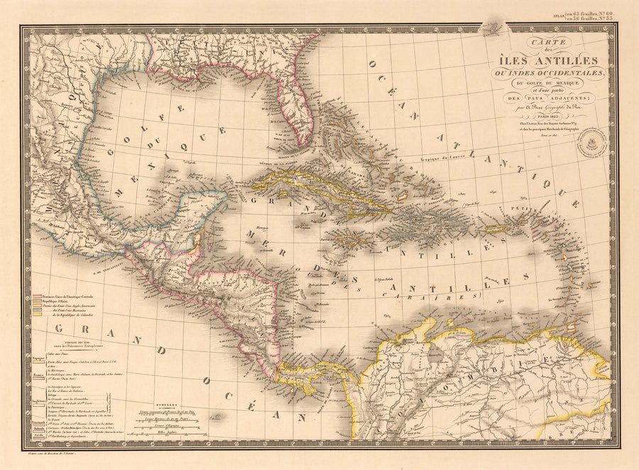 Carte des Iles Antilles ou Indes Occidentales, Du Golfe Du Mexique et d’une partie Des Pays Adjecents;