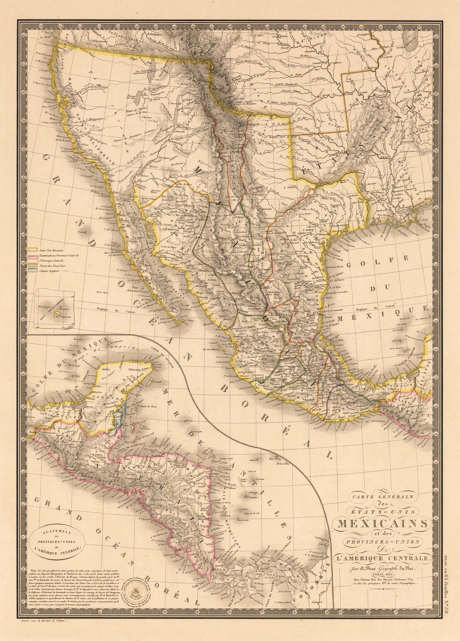 Carte Generale des Etats Unis Mexicains et des Provinces-Unies De L’Amerique Centrale. 