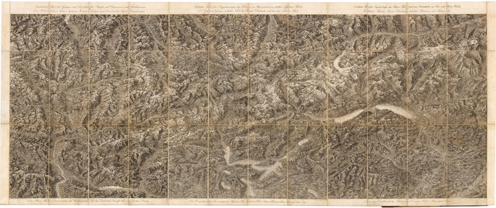 Maieriches Relief der Schweizer und angranzenden Alpen, Switzerland, Swiss, Alps, Mountains, etching, engraving, 19th Century, Antique map