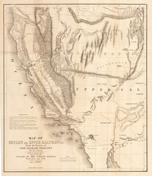 Map of Oregon and Upper California From the Surveys of John Charles Fremont and other Authorities, 19th Century, Antique Map, United States
