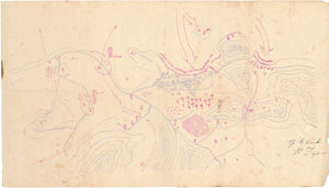 1944 WWII Era Japanese Manuscript Map of a Portion of the Island of Peleliu