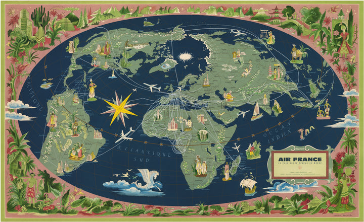 Air France – Le Plus Grande Reseau du Monde by: Lucien Boucher 1967 - nwcartographic.com