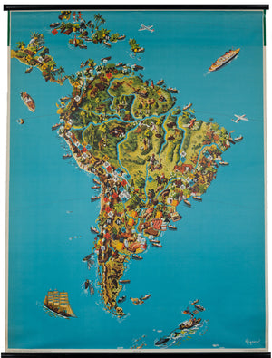 Pictorial Wall Map of South America : Sudamerika 1957 - nwcartographic.com