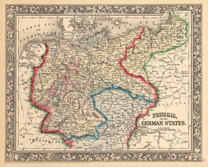 Antique Map of German States & Prussia by: Mitchell 1862 : nwcartographic.com