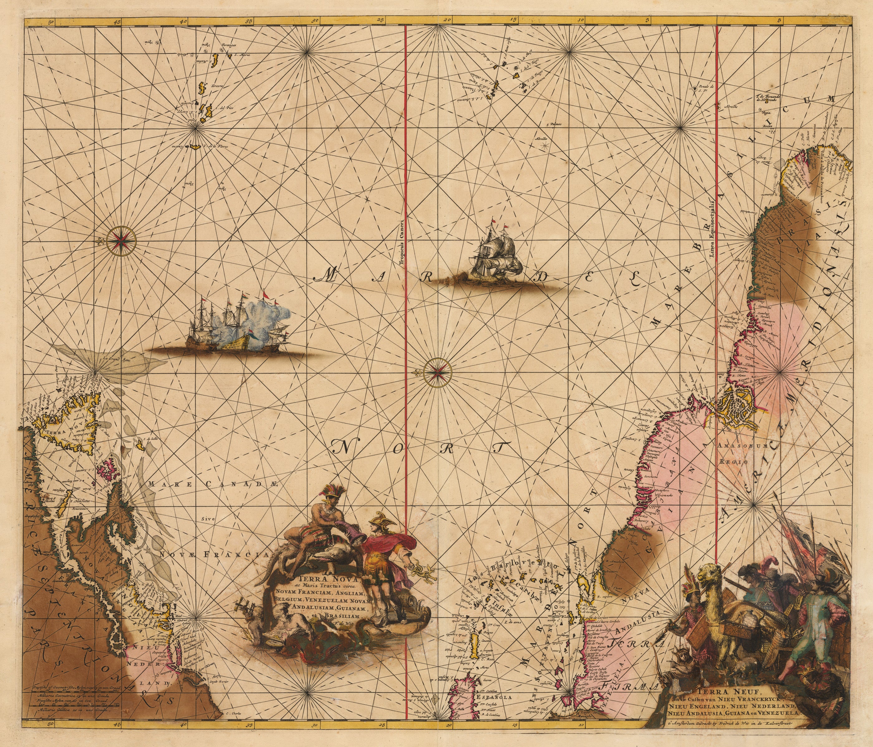 1675 Antique Sea Chart of Atlantic Trade Routes : nwcartographic.com ...