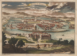 Antique Print : Bird's Eye View of the City of Mexico 1723