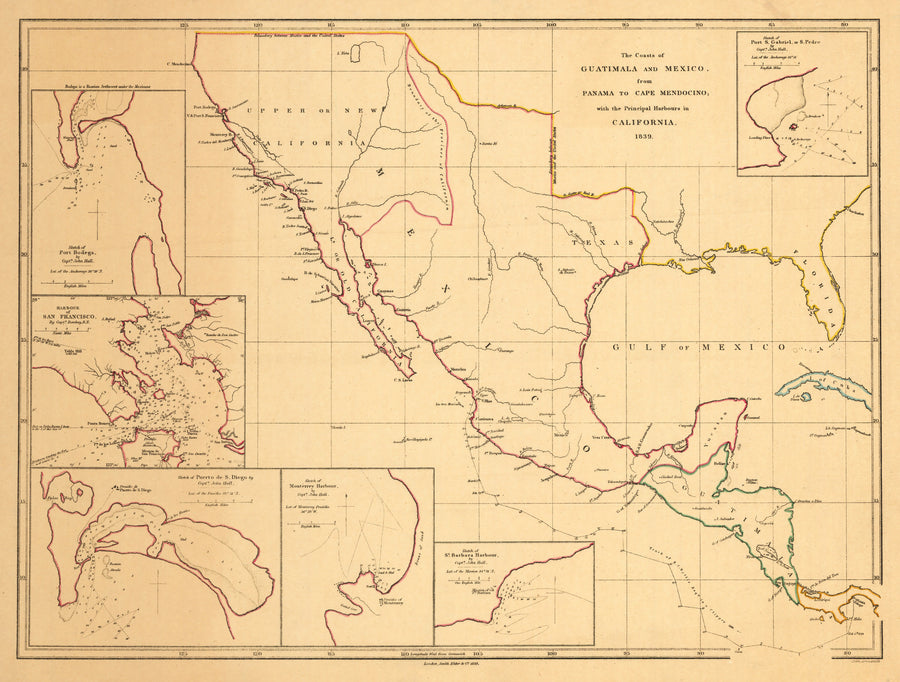 The Coasts of Guatimala and Mexico from Panama to Cape Mendocino with the Principal Harbours in California 1839
