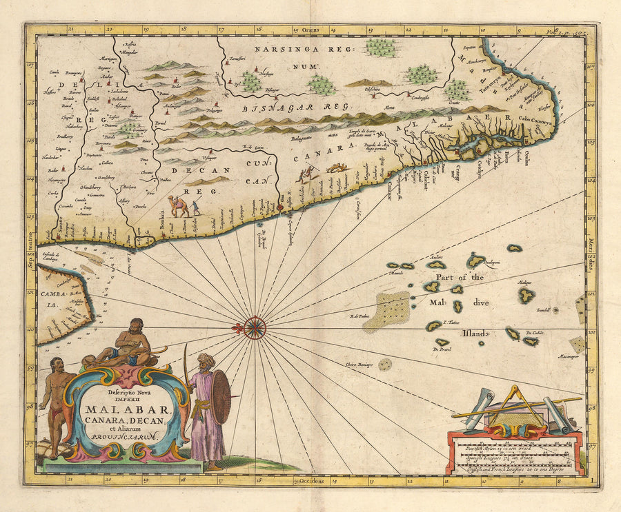 Antique Map of the Western Coast of India 1672