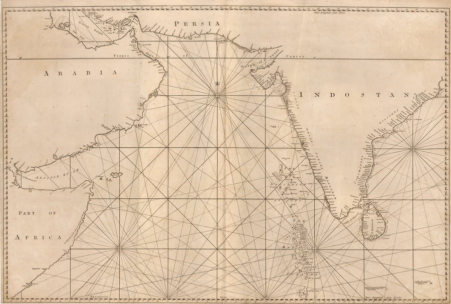 Rare untitled Sea Chart of the Indian Ocean By: William Herbert 1774