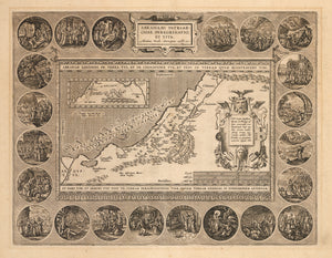 Abrahami Patriarchae Peregrinatio, et Vita. Antique Map of the Holy Land by: Ortelius 1590-92 - the Sotry of Abraham : nwcartographic.com