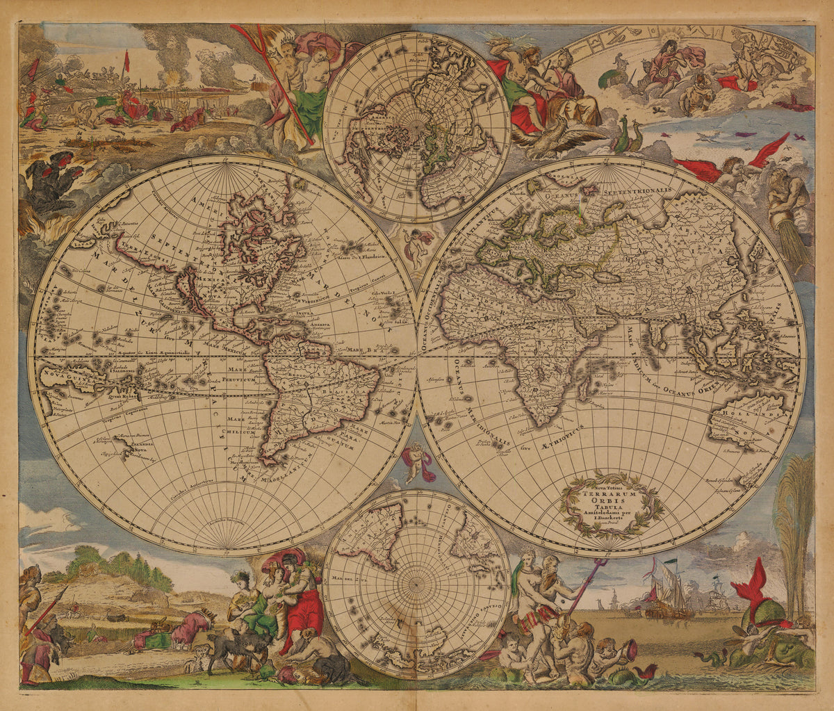 Antique Map of the World by: Dankerts 1685 : nwcartographic.com – New ...