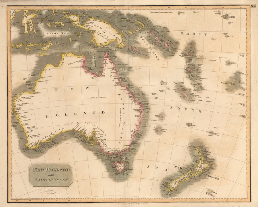 New Hollands and Asiatic Isles - Antique Map of Australia, New Zealand, and Oceania 1814