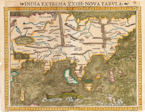 Antique 16th Century Map of Asia by: Munster 1552 - India Extrema XXIIII Nova Tabula