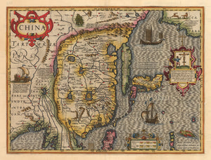 Antique 17th Century Map of China, Korea & Japan 1606 by: Jodocus Hondius