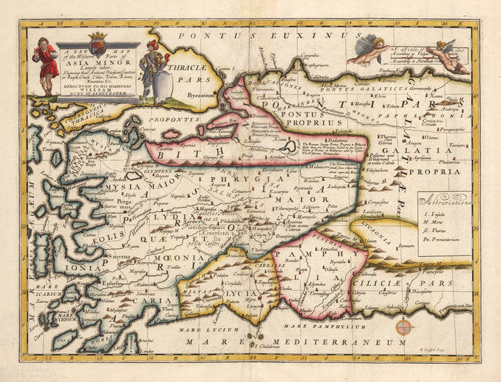 Antique Map of Asia Minor or Turkey by Wells 1700 A New Map of the Western Parts of Asia Minor Largely taken: Showing their Ancient Divisions, Countries or People, Chiefe Cities, Towns, Rivers, Mountains & c. Dedicated to his Highness William Duke of Gloucester