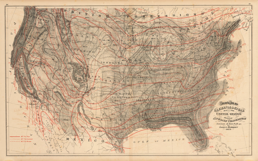1873 Climatological Map of The United States...
