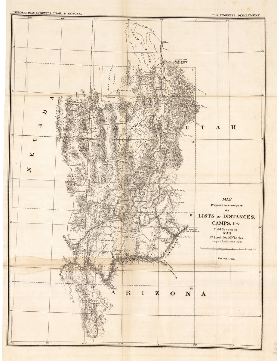 1872 Map Prepared to accompany the Lists of Distances, Camps, Etc. Fie ...