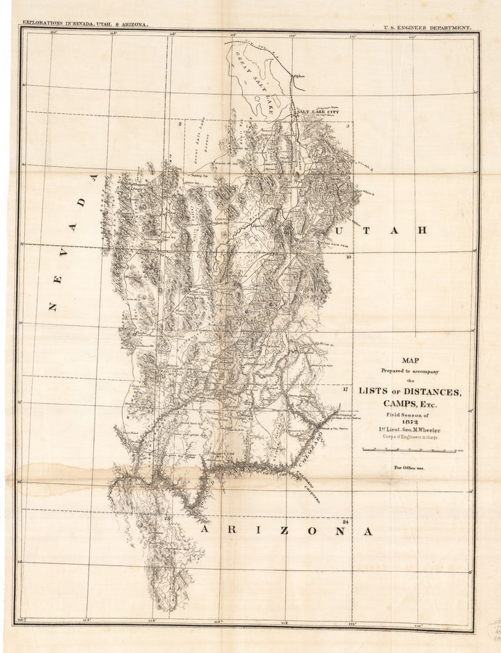 1872 Map Prepared to accompany the Lists of Distances, Camps, Etc. Fie