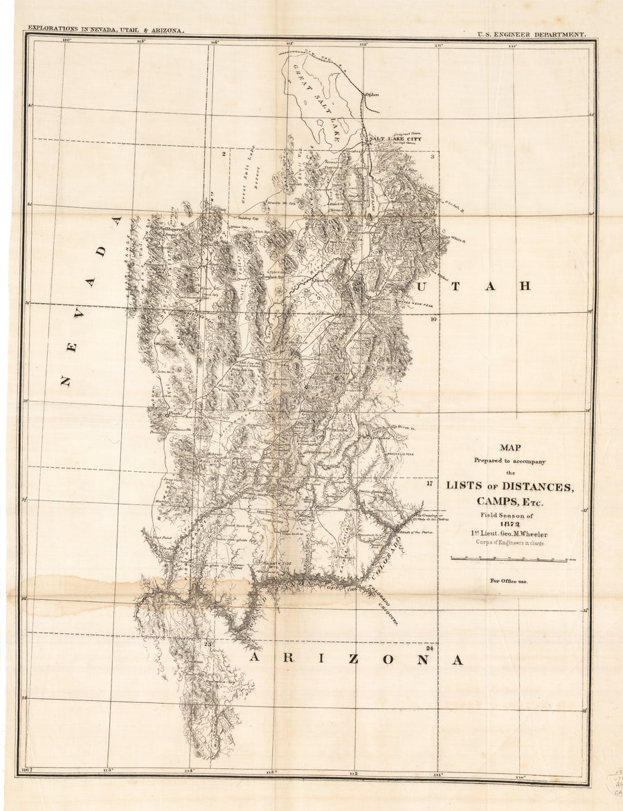 1872 Map Prepared to accompany the Lists of Distances, Camps, Etc. Fie