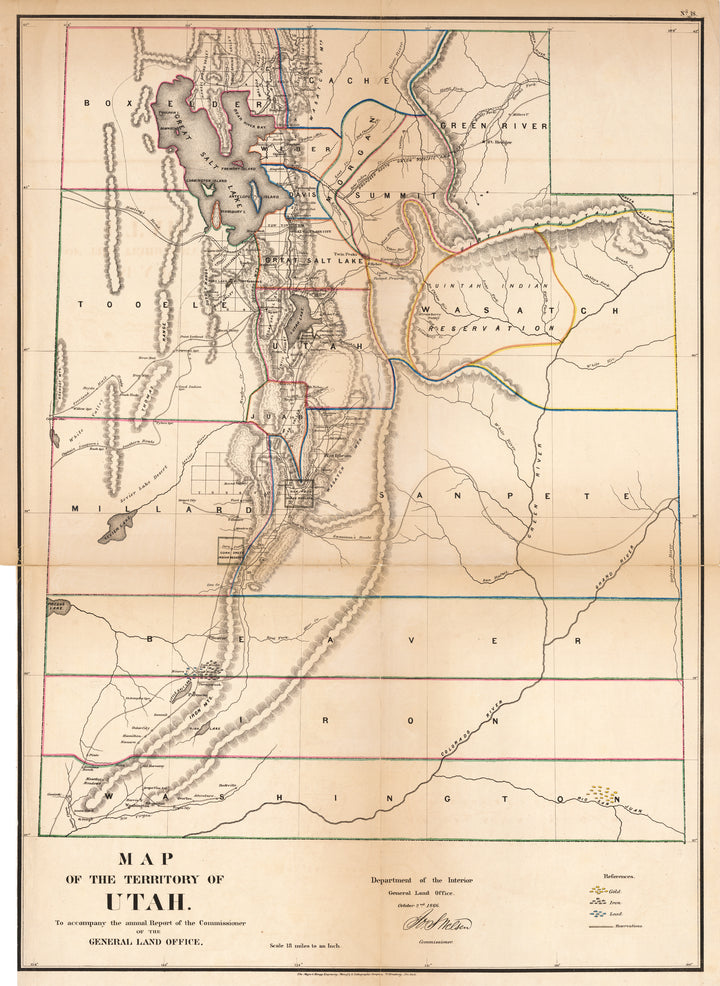 Map of the Territory of Utah By: General Land Office Date: October 2 1866 