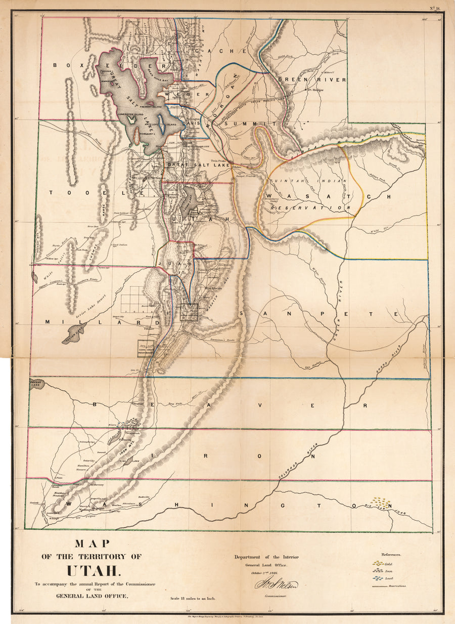 Map of the Territory of Utah By: General Land Office Date: October 2 1866 