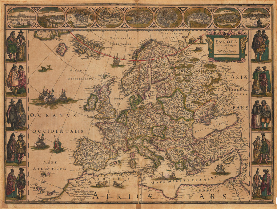 Antique Map of Europe : Europa recens descripta By: Willem Janszoon Blaeu 1635