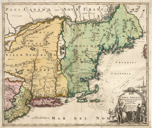 Nova Anglia Septentrionali Americae implanata Anglorumque coloniis florentissima By: Johann Baptiste Homann Date: 1719