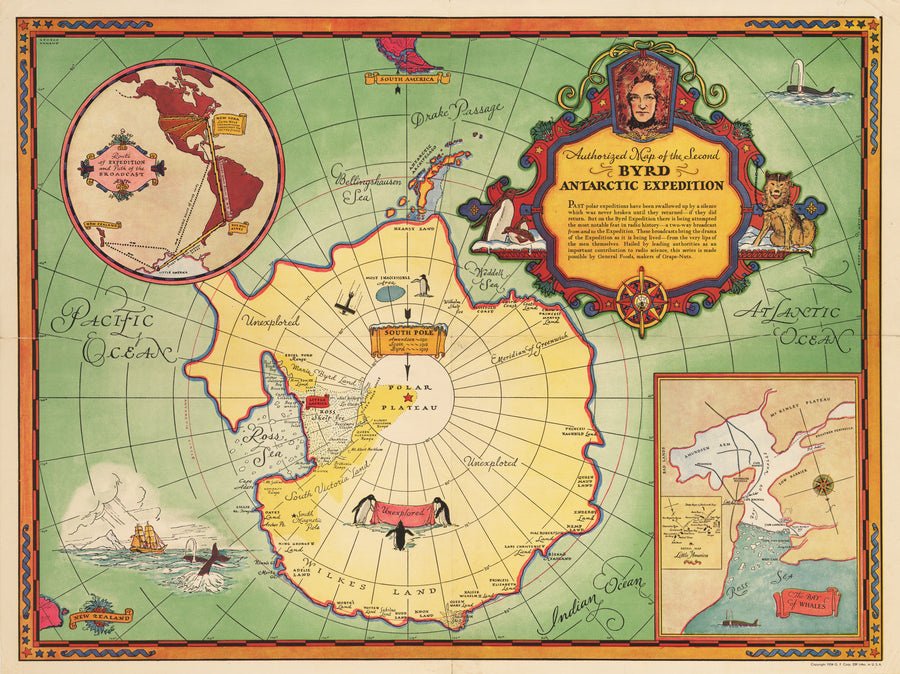 Authorized Map of the Second Byrd Antarctic Expedition  By: George Annand 1934