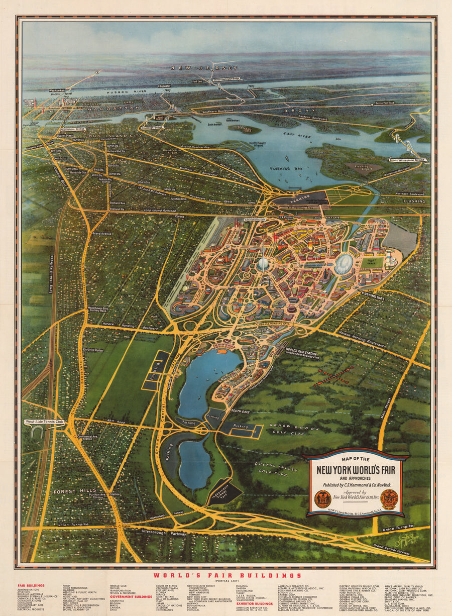 Map of the New York World’s Fair and Approaches… By: C.S. Hammond & Co., Date: 1939 