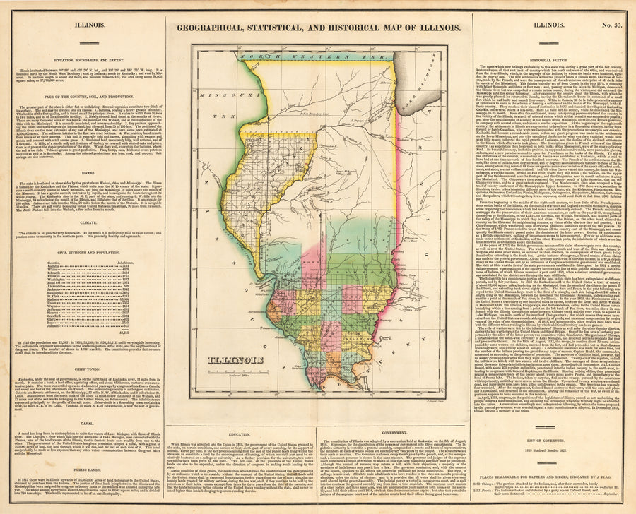 Geographical, Statistical and Historical Map of Illinois