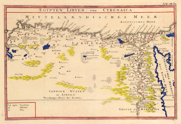 Aegypten Libyen und Cyrenaica by: Cellarius, 1710