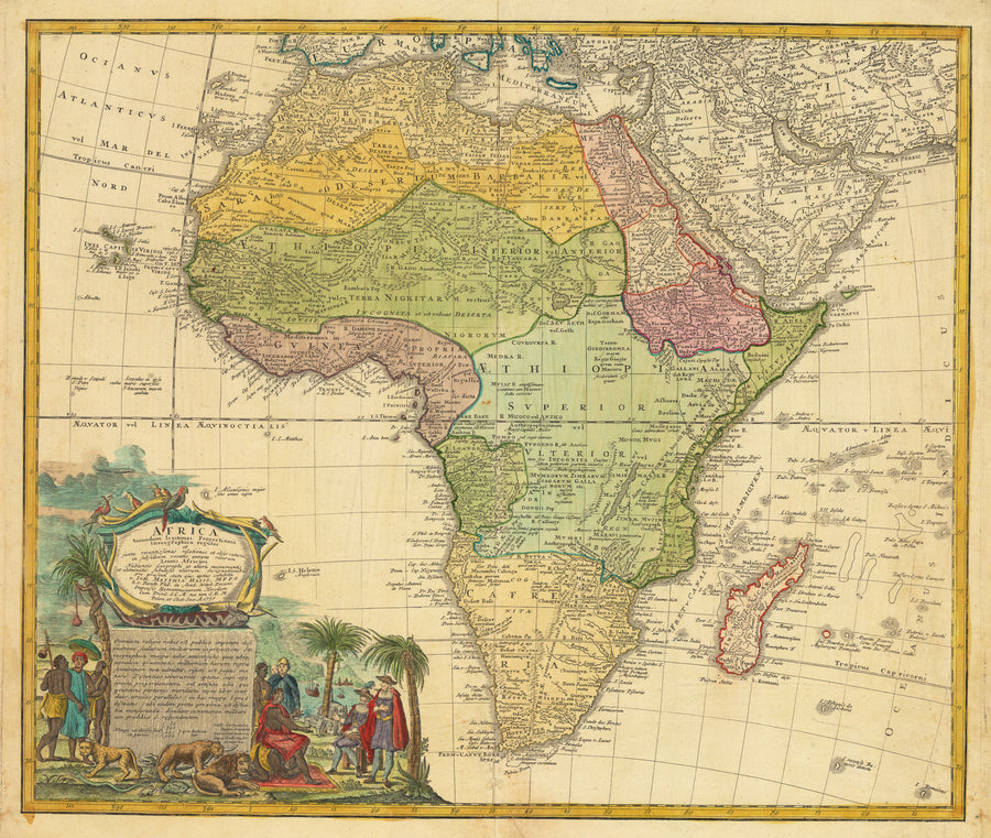 Antique Map of Africa by Homann Heirs 1736