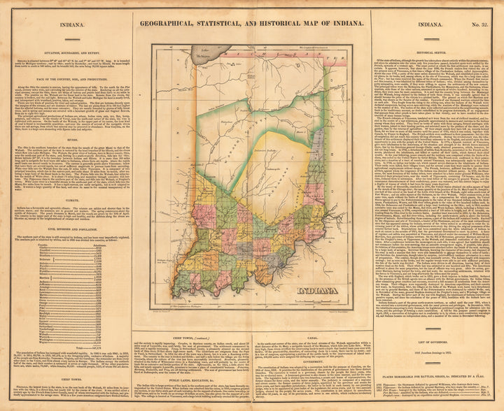 1822 Geographical, Statistical and Historical Map of Indiana - Antique Map of Indiana