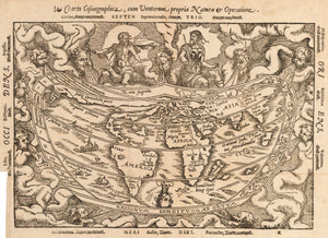 Antique World Map | Charta Cosmographica, cum Centorum propria Natura et Operatione By: Petrus Apianus Date: 1544 / 1553