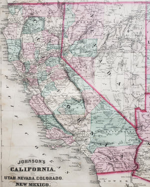 Johnson's California also Utah, Nevada, Colorado New Mexico and Arizona, 1872