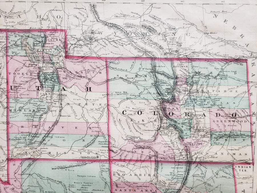 Johnson's California also Utah, Nevada, Colorado New Mexico and Arizona, 1872